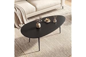 Giantex Oval Coffee Table, Mid Century Modern Center Table with Sturdy Metal Frame and Compact Design, Vintage Accent Cocktai
