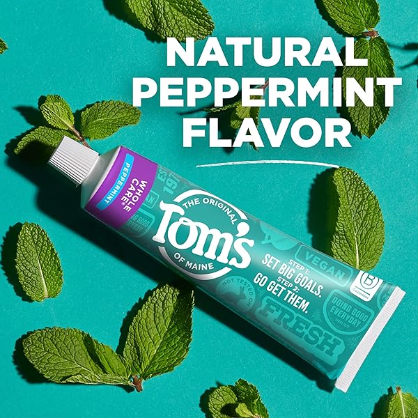 TOM’S OF MAINE WHOLE CARE NATURAL TOOTHPASTE WITH FLUORIDE, PEPPERMINT, 4 OZ. 3-PACK (PACKAGING MAY VARY)