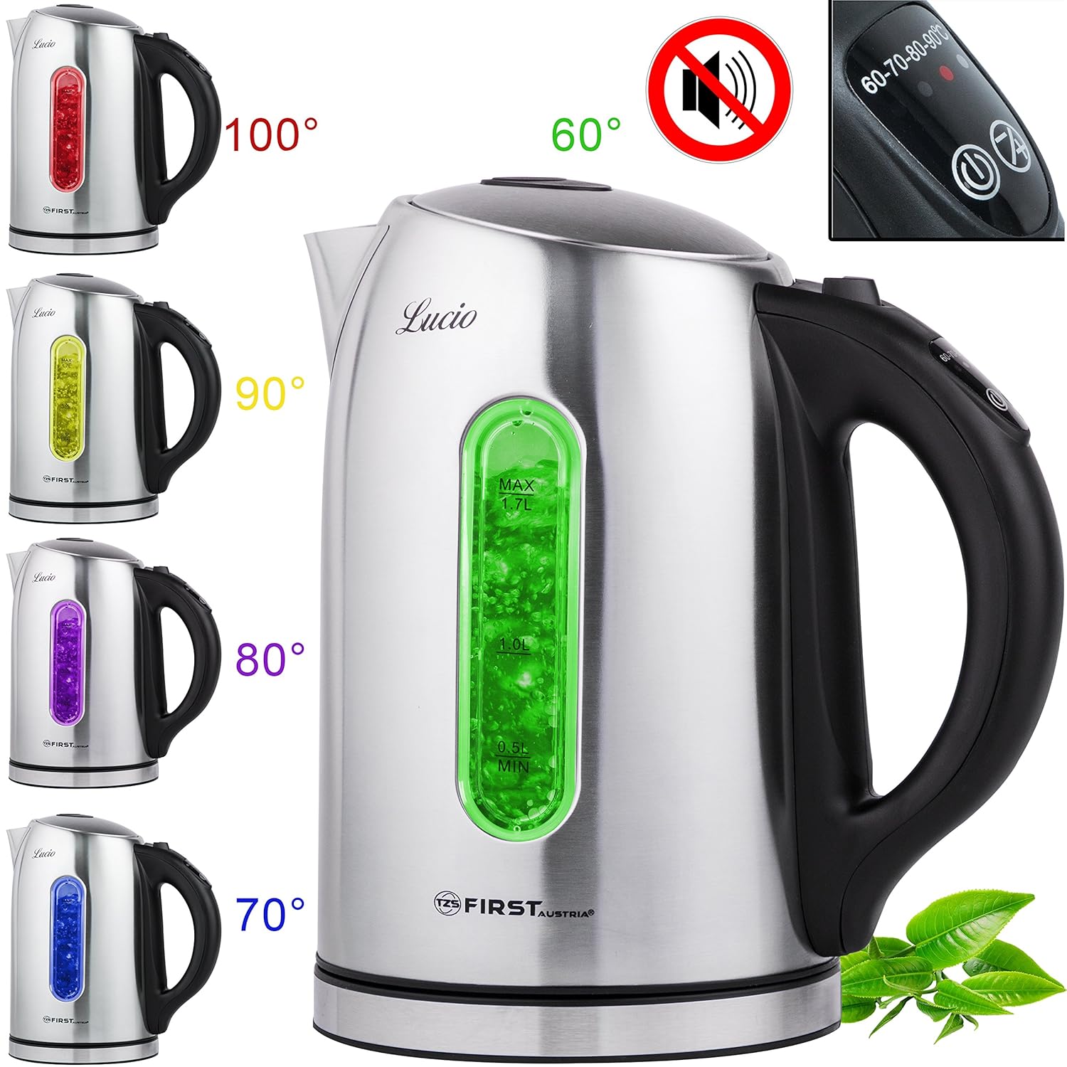 Hervidor de agua eléctrico  acero inoxidable  Vatios litros de capacidad