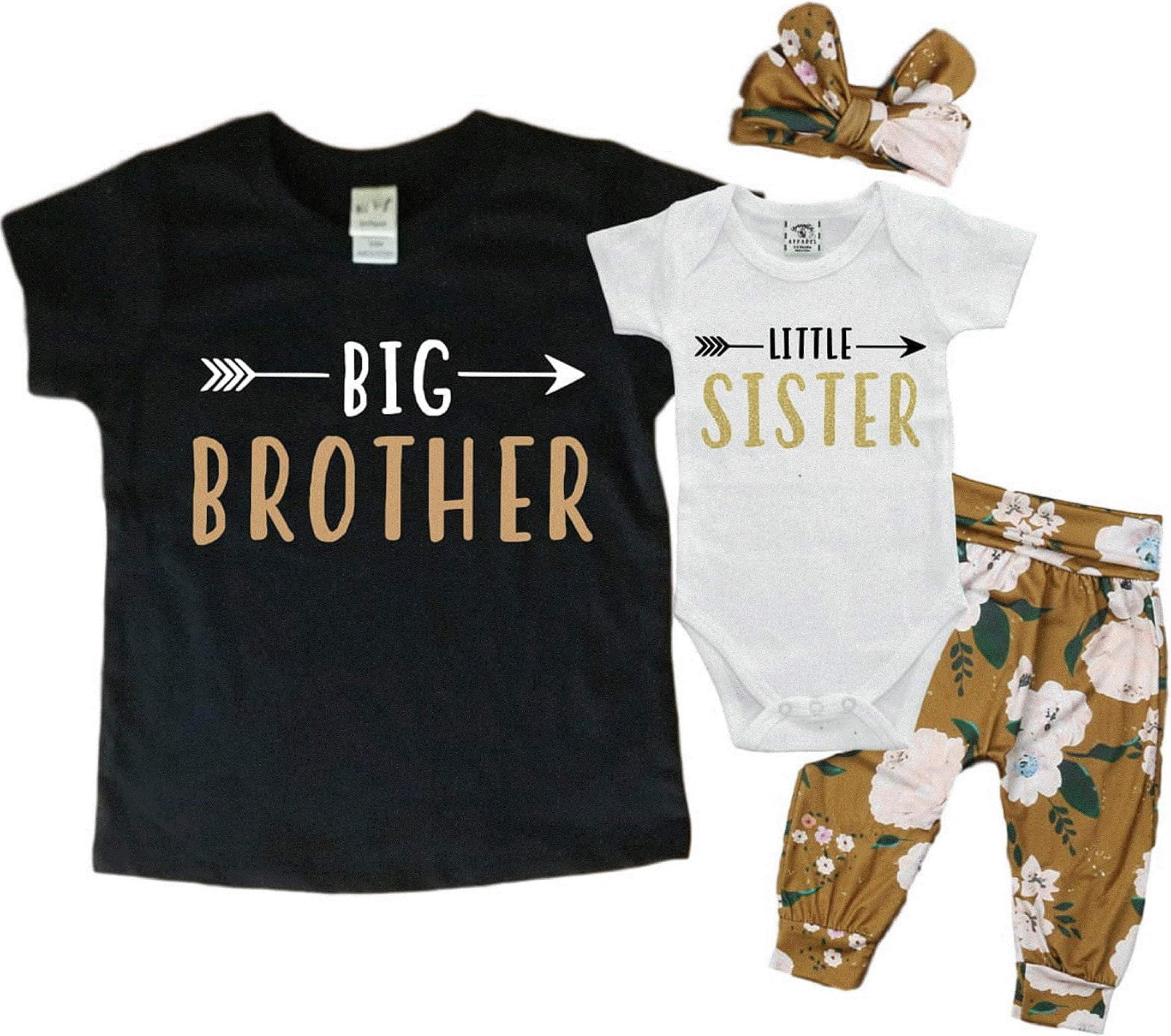 Big Brother Little Sister Matching Set 0-3M Bodysuit & 5T Shirt