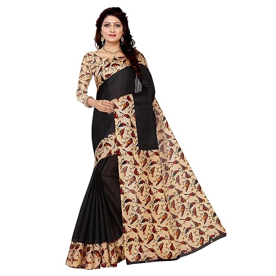 Vimalnath Synthetics Womens Khadi Saree with Blouse Piece (PIH2, Black)