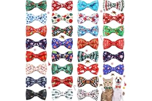 Talltalk 30 Pcs Dog Collar Bow Ties Bulk Dog Bowtie Holiday Dog Accessories Collar Charms Detachable Attachment Puppy Bows for Small Medium Large Dogs Cat Grooming Supply (Christmas Style)