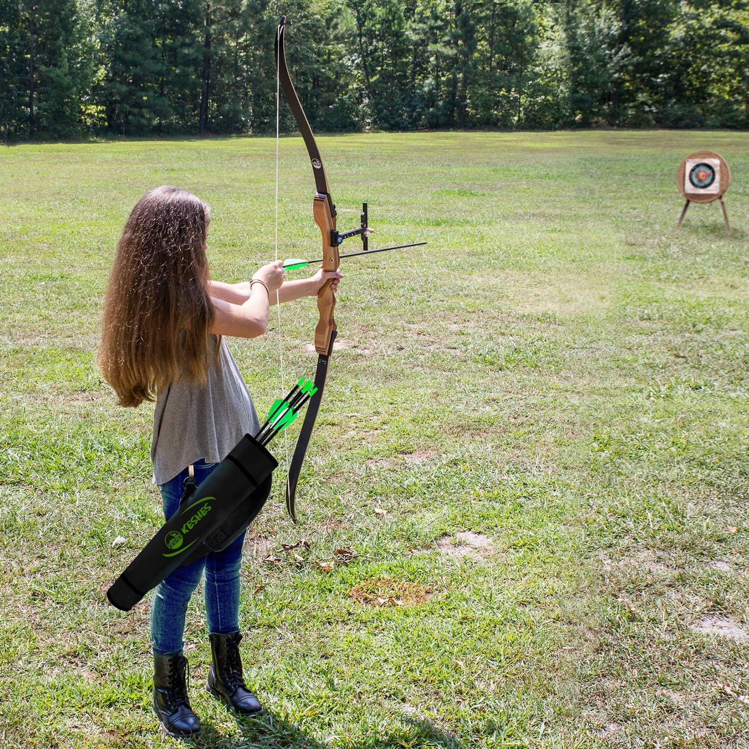 KESHES Archery Back Arrow Quiver Holder - Adjustable Quivers for Arrows, for Bow Hunting and Target Practicing; Youth and Adults (Black) : Sports & Outdoors