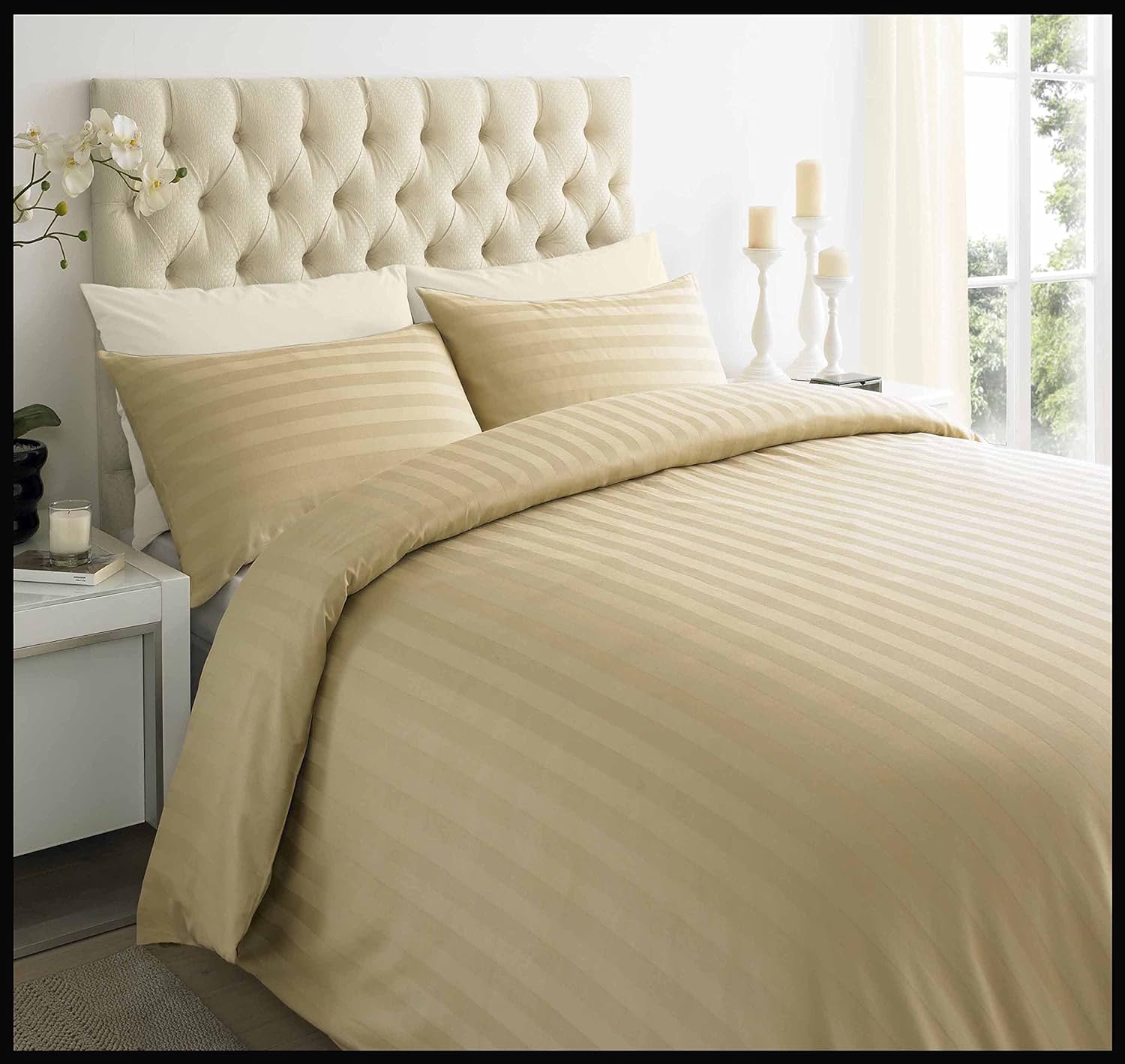 Contemporary Eva 100 Combed Cotton 250TC Duvet Cover Set Home & Garden