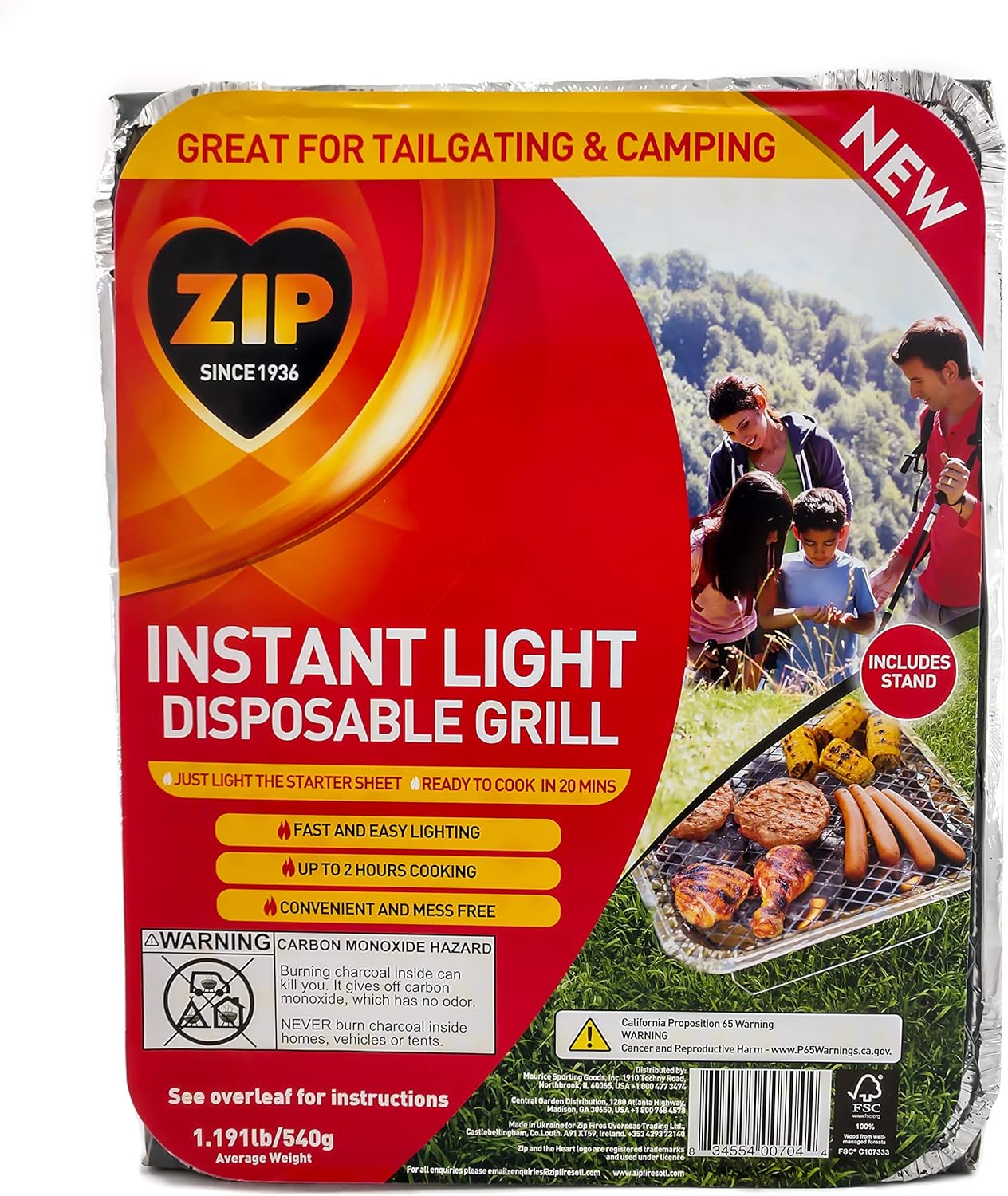 Zip Instant Light Disposable 500Gram Charcoal Briquette BBQ Grill/Tray