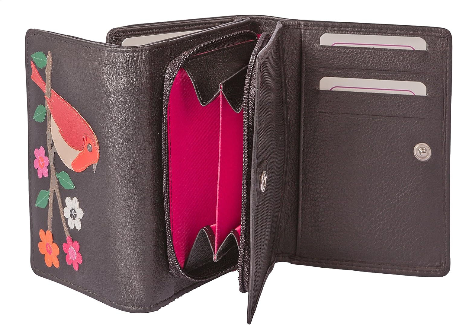 Mala Leather Robin Black RFID Protected Trifold Leather Purse