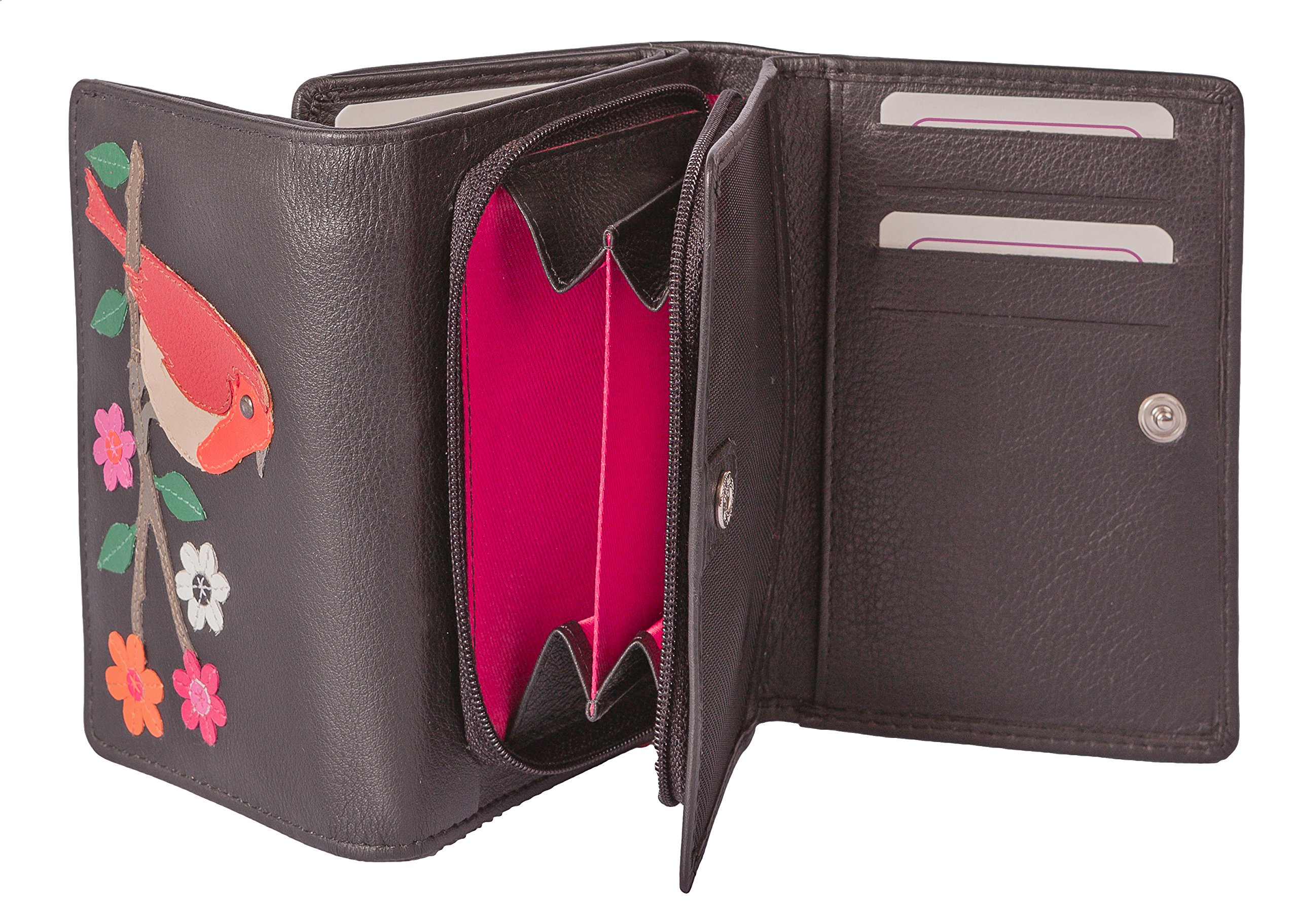 Mala Leather Robin Black RFID Protected Trifold Leather Purse