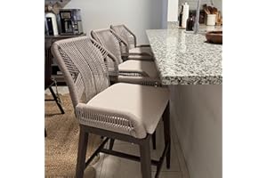 PURPLE LEAF Patio Bar Stool Counter Height Set of 2 Outdoor Rattan Chairs with Back Modern Aluminum Woven Barstools for Garden Indoor Kitchen Coffee