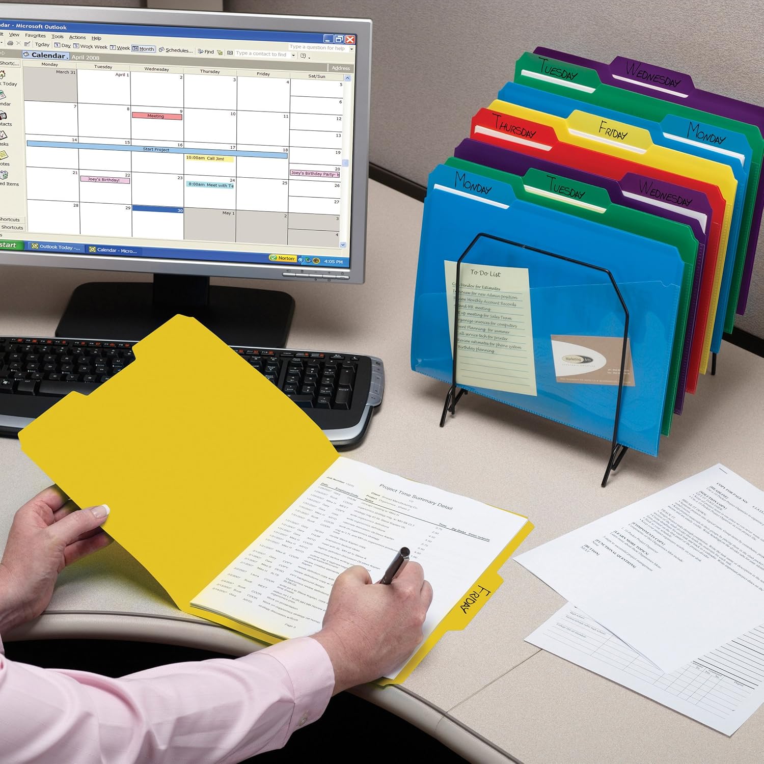 Smead Slash Pocket Poly File Folders, 1/3-Cut Tab, Letter Size, Assorted Colors, 30 per Box (10540) : Colored File Folders : Office Products