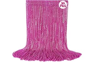 VLUV 36Pcs Beaded Necklace, Mardi Gras Beads Necklaces Accessories, 33 Inch Bead Costume for Women Man, Festival Parade Throw Supplies