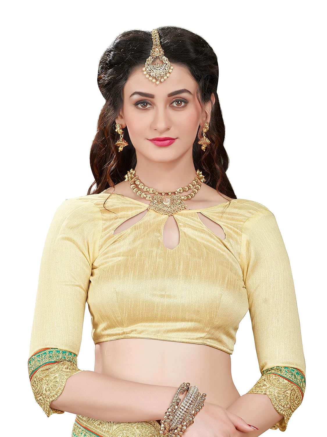 manohari embroidery green art silk saree