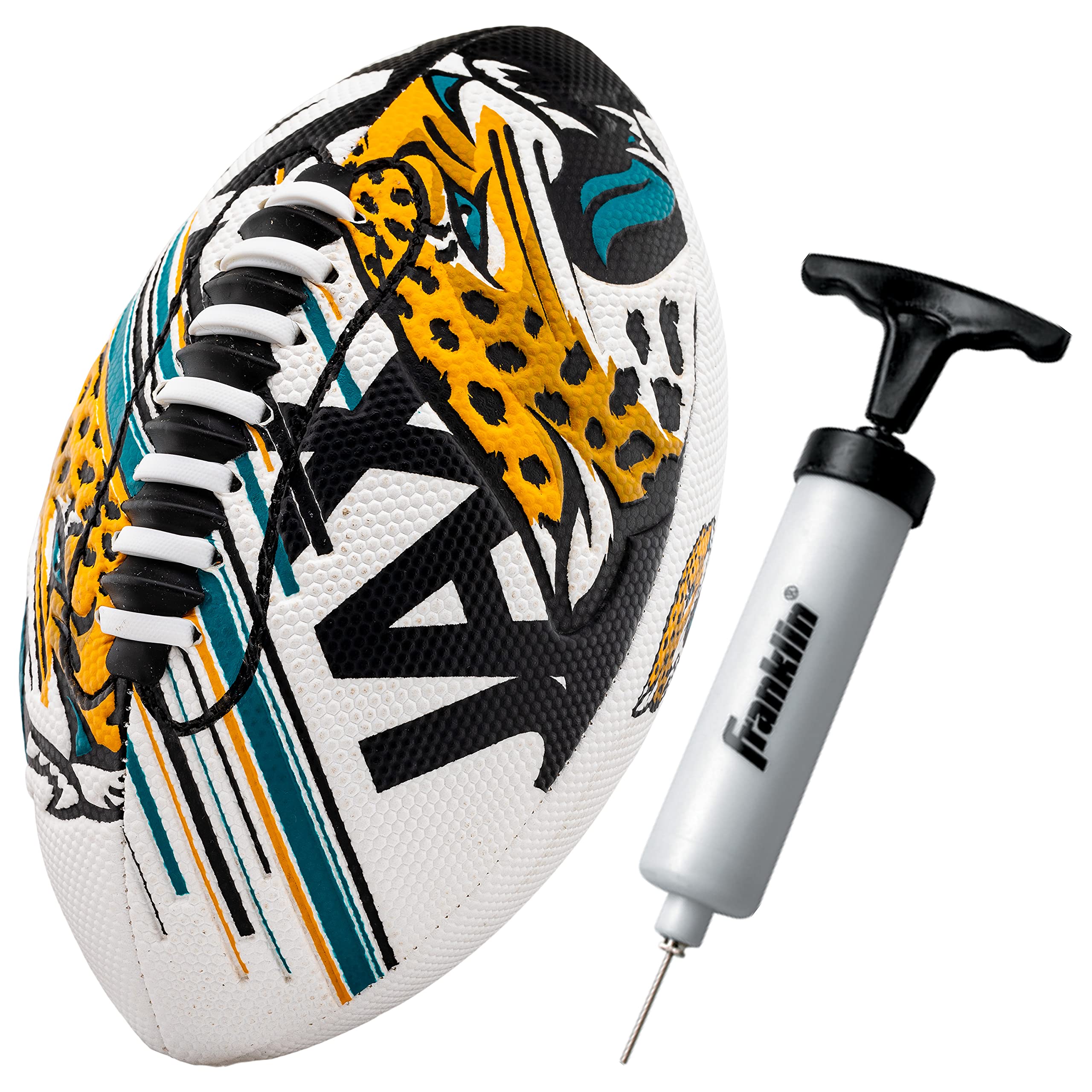 Photo 1 of Franklin Sports NFL Jacksonville Jaguars Football - Youth Mini Football - 8.5" Junior Size Ball - SPACELACE Easy Grip Texture- Perfect for Kids