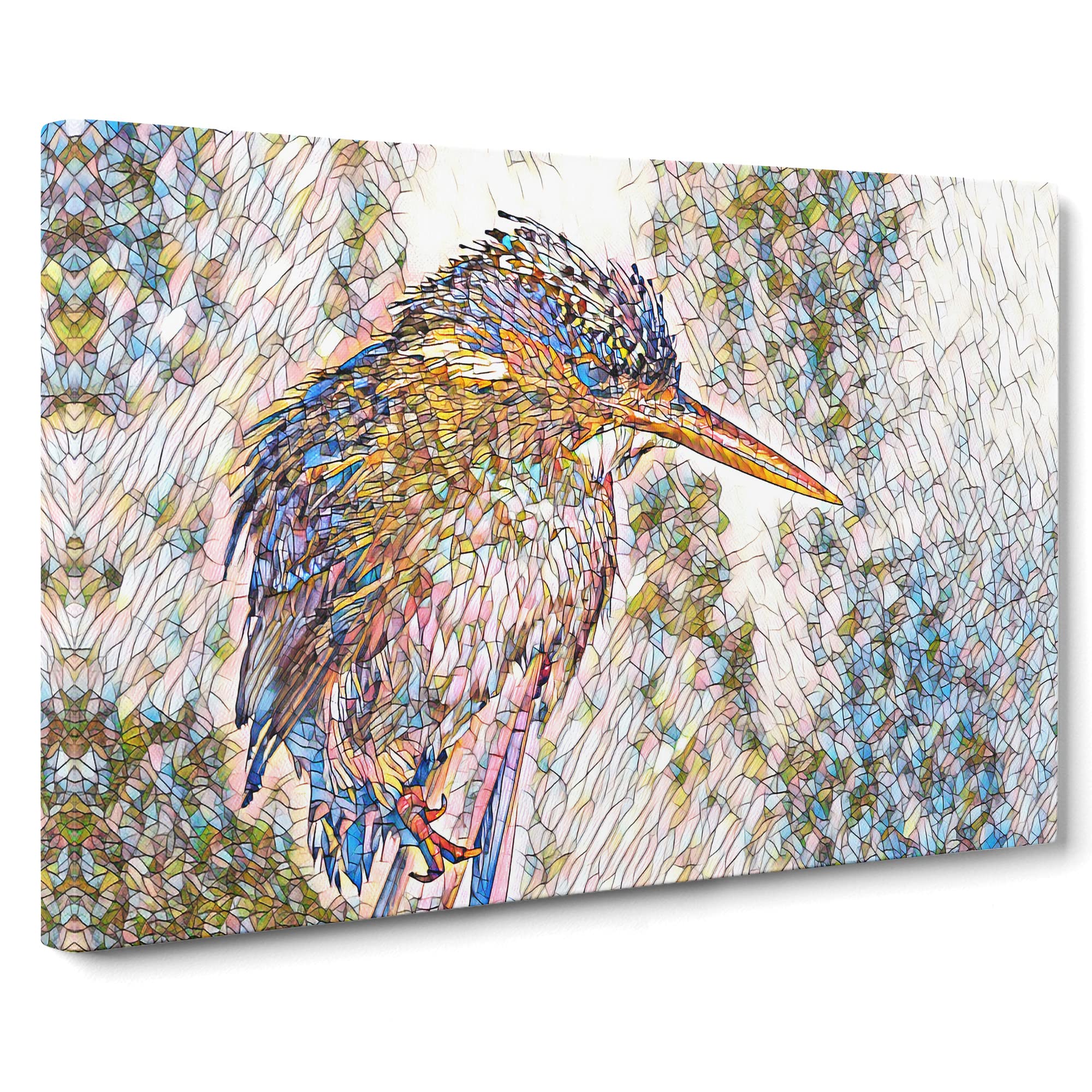 Kingfisher Bird Modern BG Canvas Print | Gallery Wrapped 30mm Frame Wall Art | 20x14 inches | Ready to Hang | Modern Animals Picture | Living Room Bedroom Lounge Office