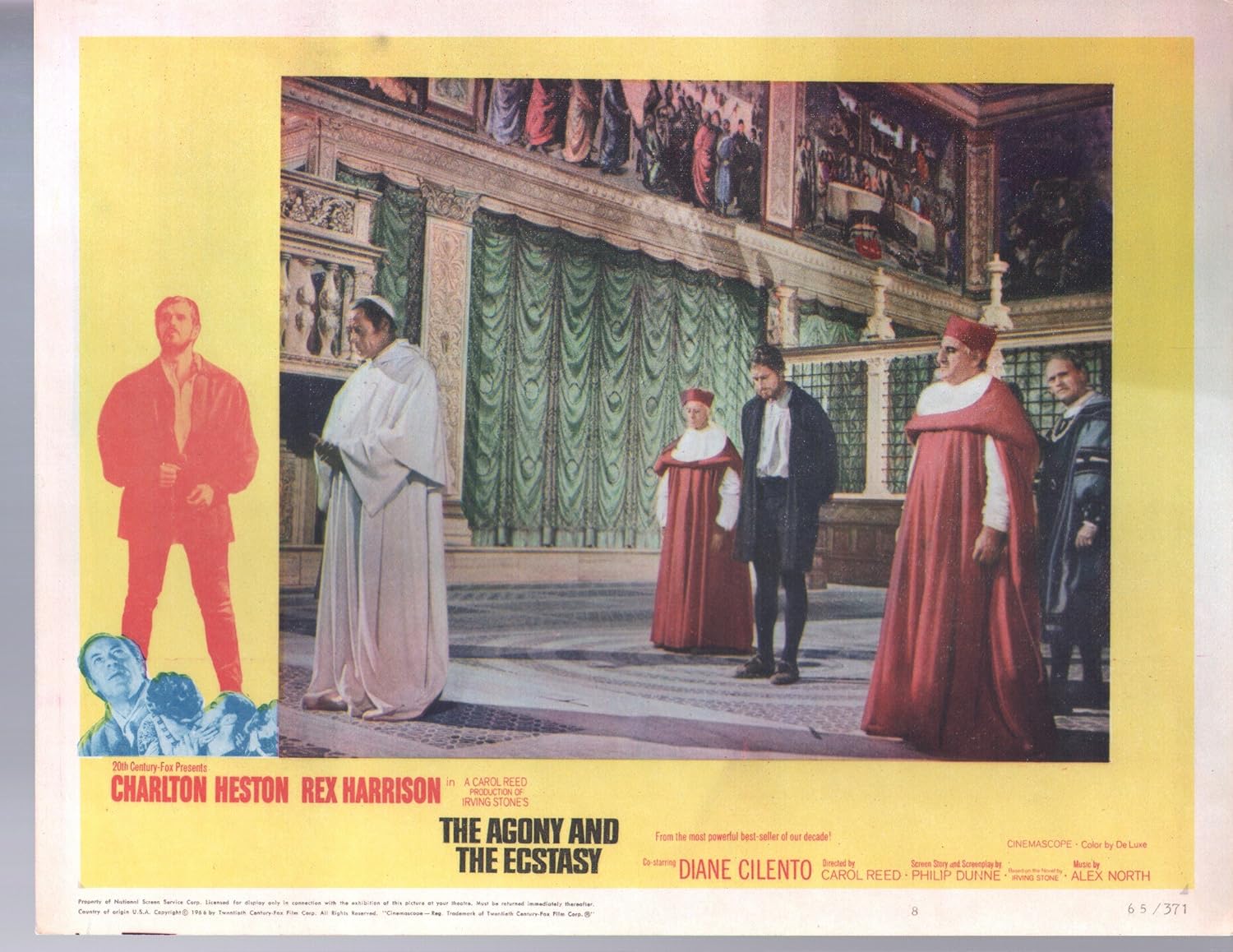 MOVIE POSTER: Agony And The Ecstasy-Charlton Heston-Rex Harrison-11x14-Lobby Card