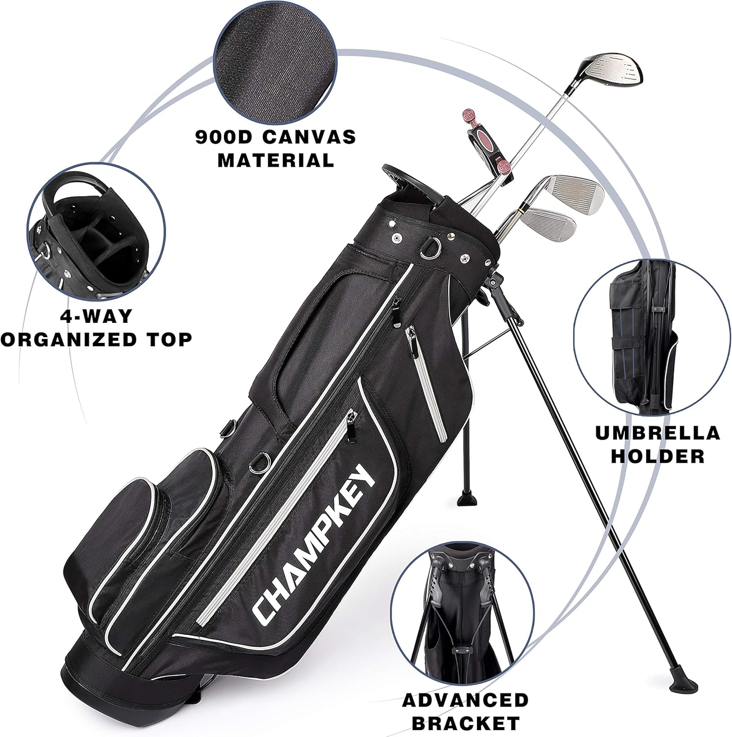 Champkey PRO Lightweight Golf Stand Bag - Easy to Carry & Durable Pitch Golf Bag – Golf Sunday Bag Ideal for Golf Course & Travel : Sports & Outdoors