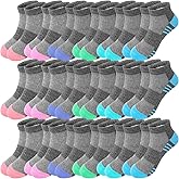 Bemeol Girls Socks 18 Pairs Ankle Socks for Girl Cotton Running Sports Athletic Low Cut Sock