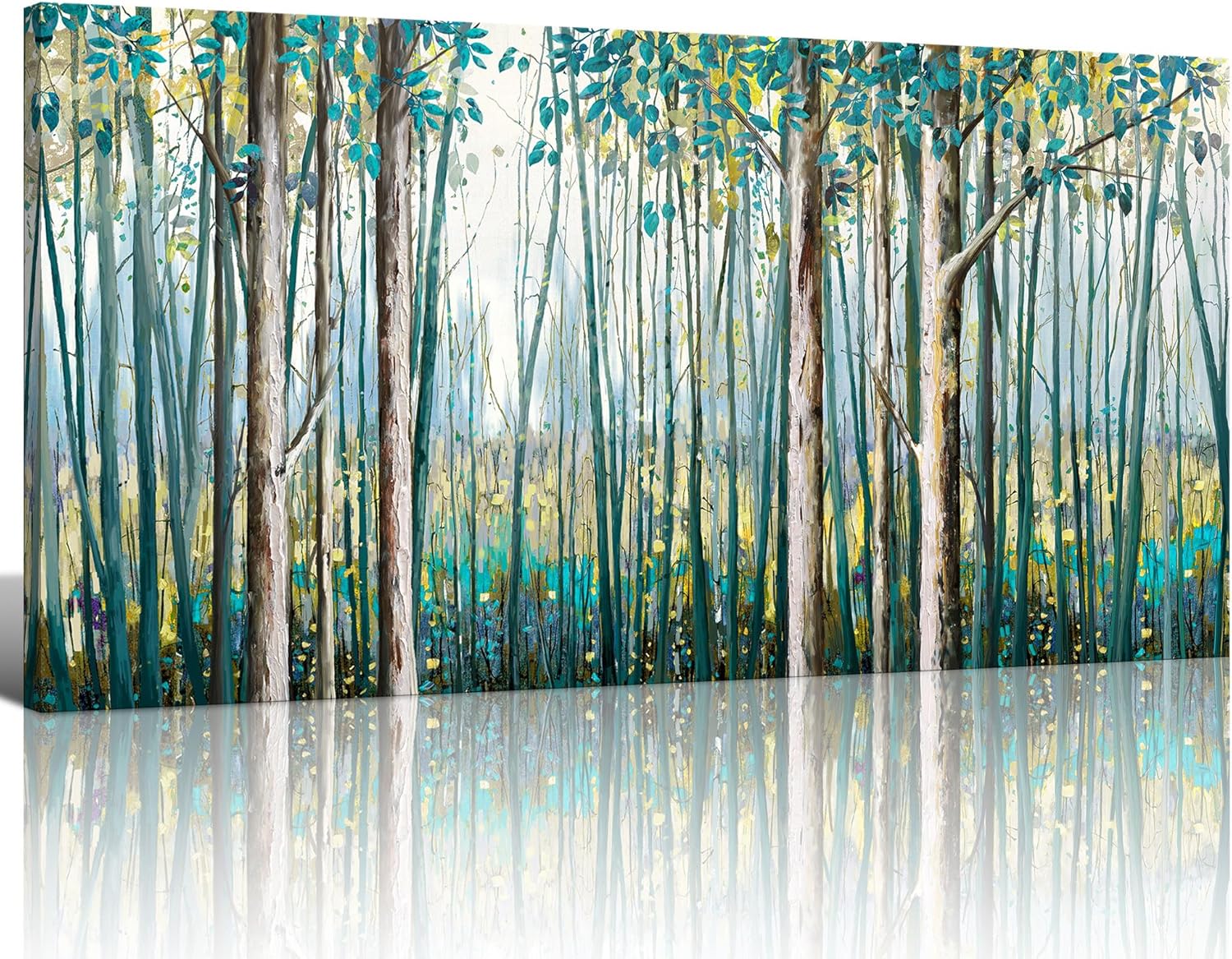 Paintings - yiijeah Modern Landscape Wall Art Decorative Painting, Hand-Painted Oil Painting on Canvas, Large Pictures for Living Room Bedroom Office, 20x40 Inches
