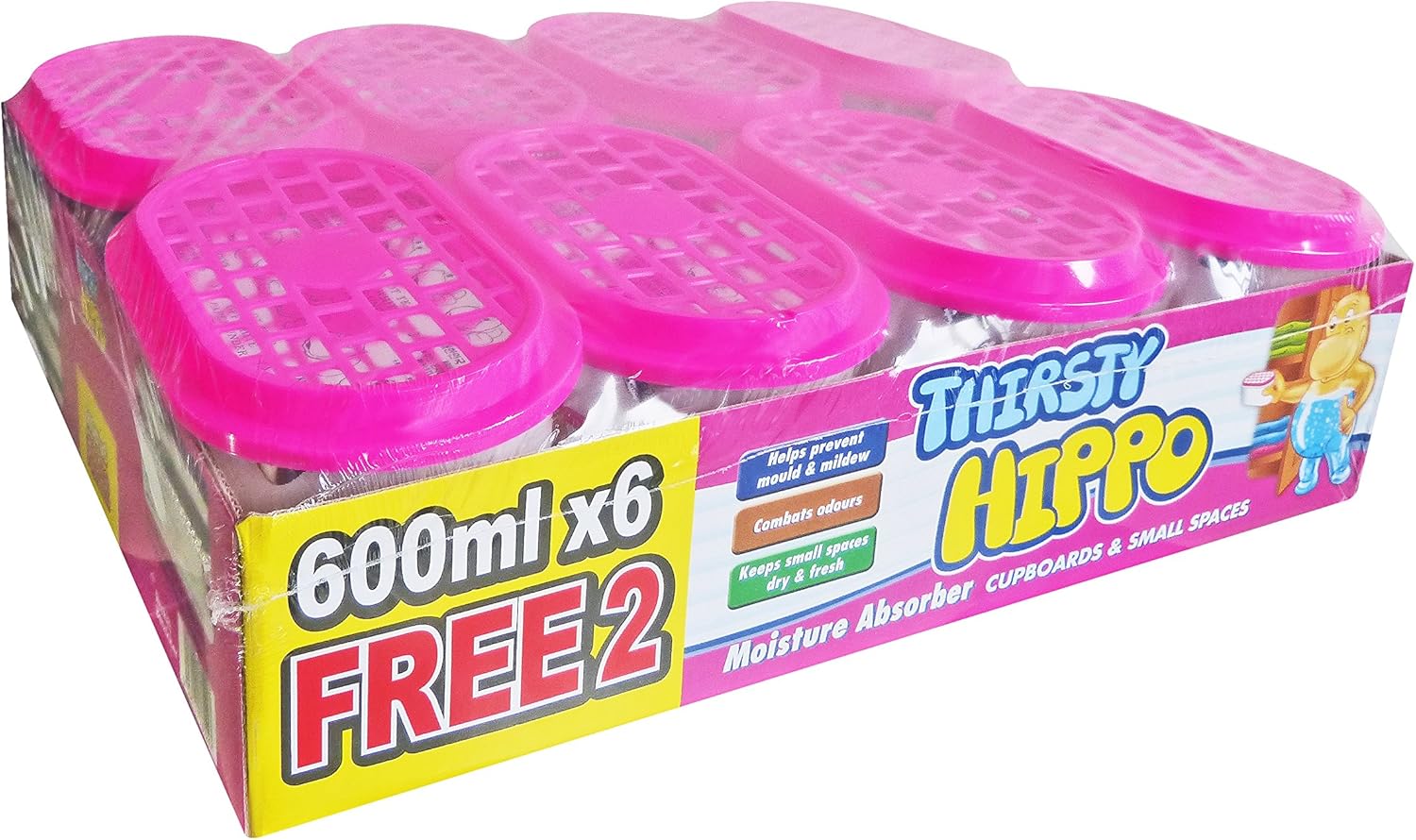 Thirsty Hippo Dehumidifier Moisture Absorber, 600 ml (Pack of 8