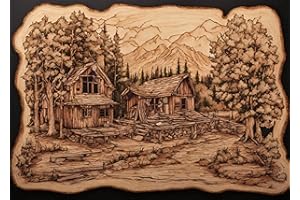 MESARTDECOUPAGE Sticky Rice Paper for Decoupage, Decoupage Paper for Furniture, Mulberry Paper, Craft Supplies, Mix Media, Scrapbooking, Wood Burning Pattern, Forest Cabin View, Size 11,22″ to 15,55″ (Four)