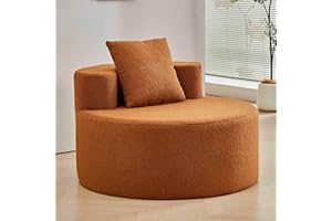 YVDNHP Accent Chair, Living Room Chairs with Pillow, Living Room Accent Chair with Comfortable Teddy Fabric, Round Chair for 