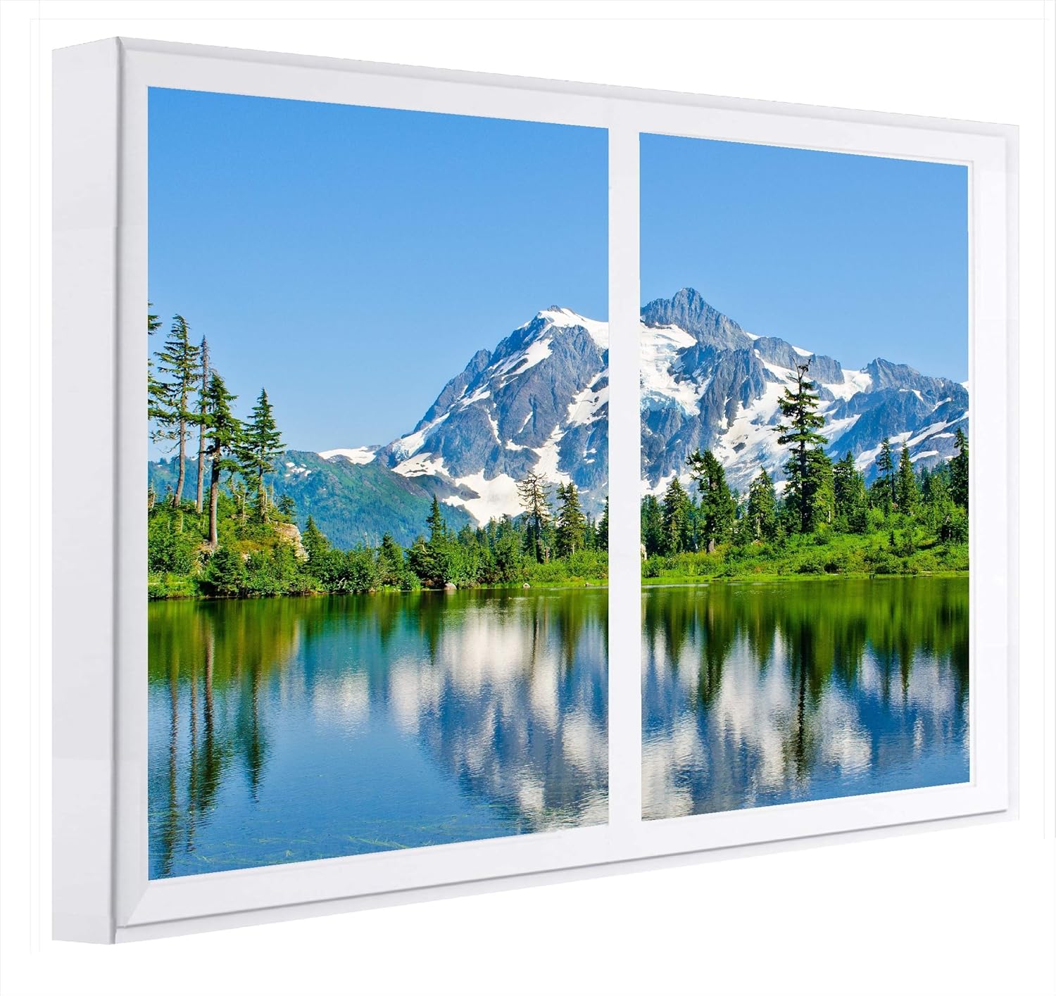 CCRETROILUMINADOS Reflejo en el Lago Ventanas Falsas Cuadros Decorativos iluminada, Metacrilato, Blanco