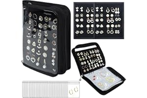 Meneng Earring Travel Case Organizer: Transparent Jewelry Storage Book with 20 PVC Pages + 2 Velvet Sheets - Crush Proof Jewelry Binder for Bloggers