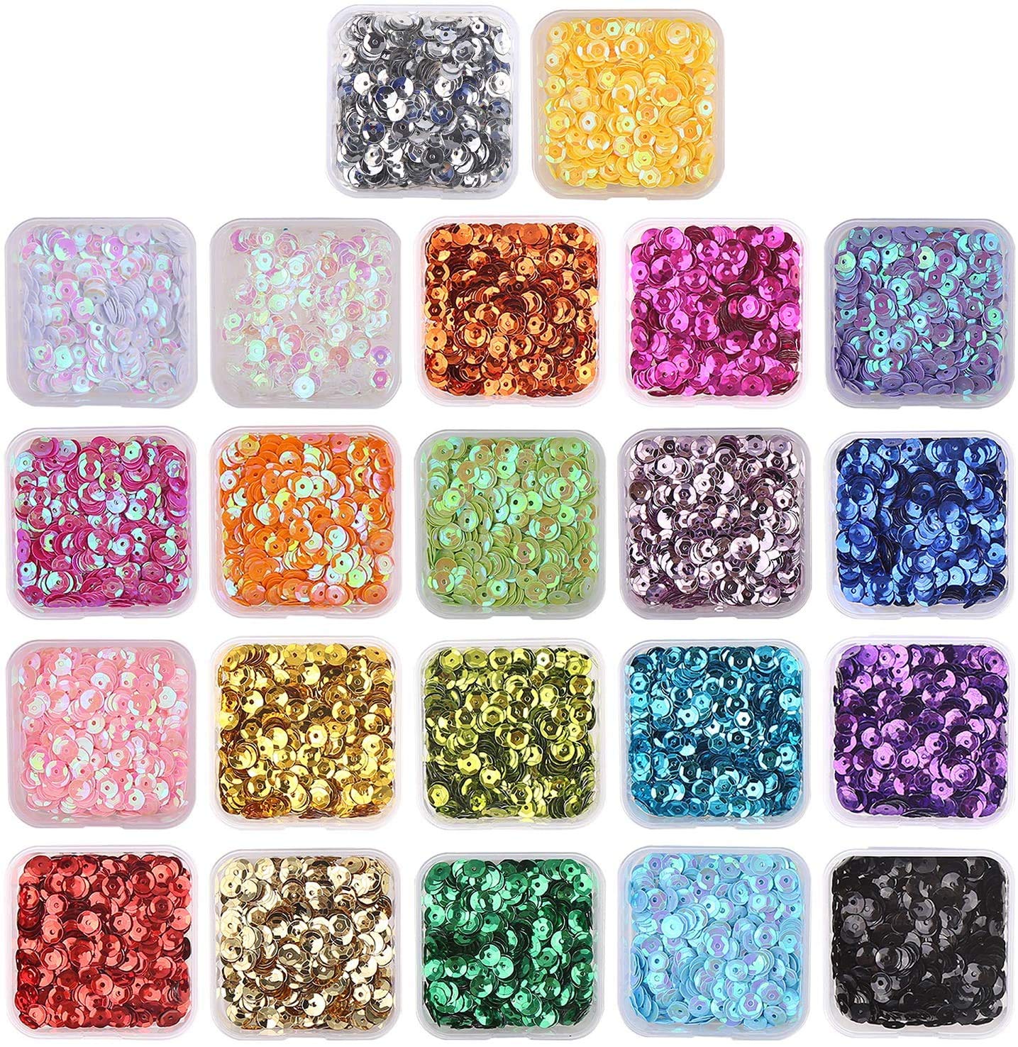 VEYLIN 8800pcs 6mm Round Loose Sequin Beads - 22 Colors - for Craft Embroidery. — image 1