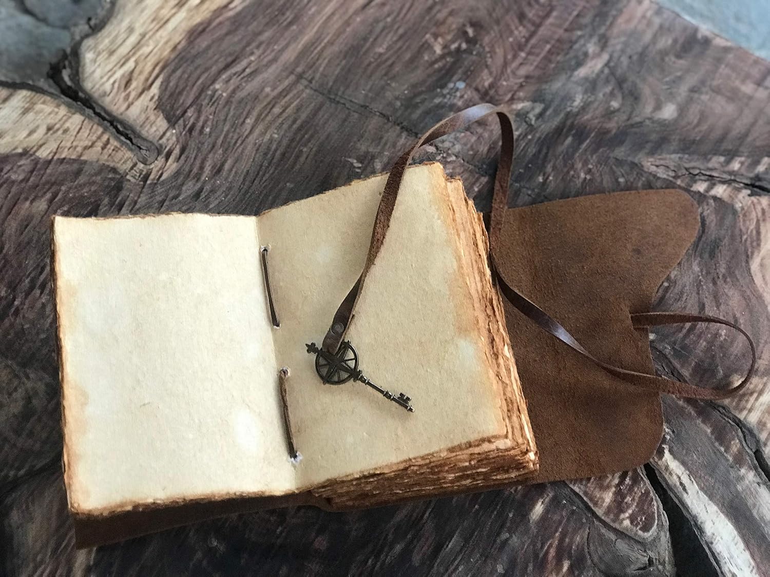 Vintage Leather Notebook - Small Antique Handmade Leather Bound Journal with Authentic Deckle Edge Paper in a Keepsake Gift Box - Perfect for Writing, a Diary, Sketching - Only 4"x6" : Office Products