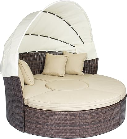 Amazon Com Best Choice Products Retractable Canopy Wicker Daybed