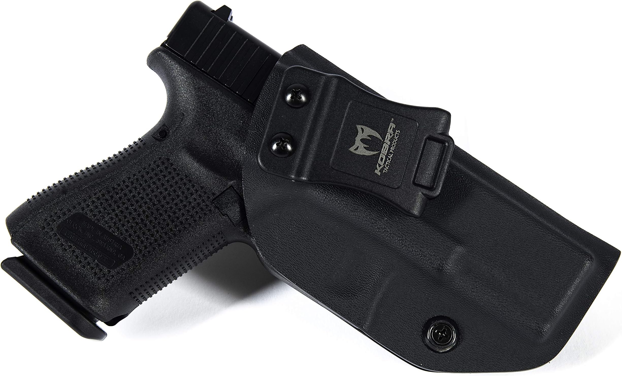 KOBRA Products IWB Holster for Glock 19, Glock 19 Holster fits 19X 23 & 32, Made in USA Kydex IWB Glock Holster, Kydex Glock Concealed Carry Inside Waistband Holster with Adjustable Cant