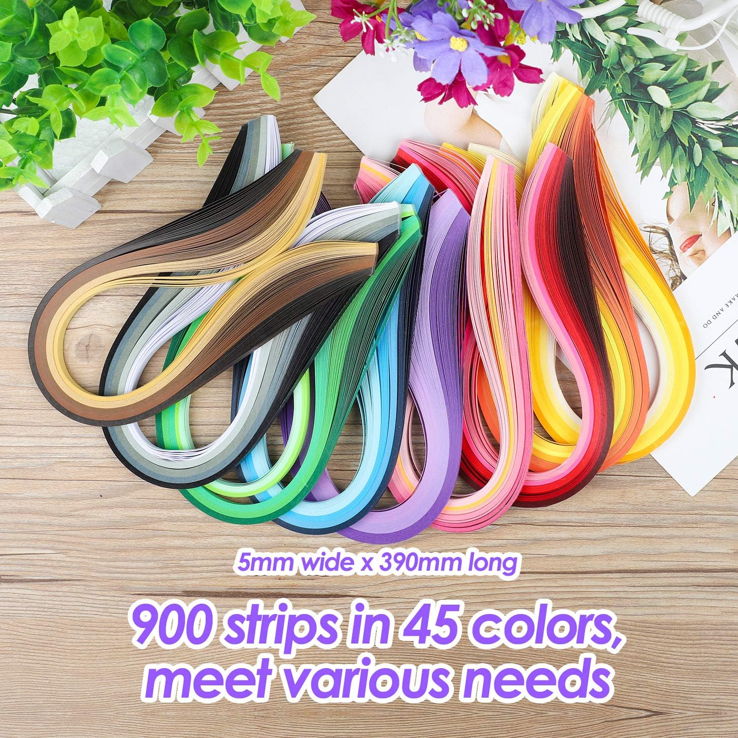 Hyber&Cara Paper Quilling Tools Set 19 Pcs Quilling Kit for DIY Paper Craft Including 45 Colors 900 Strips Quilling Template Mould Board - Image 3