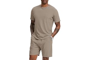 H Hellisal Mens Short Sets 2 Piece Outfits Fashion Summer Tracksuits Casual Set Short Sleeve and Shorts Set for Men