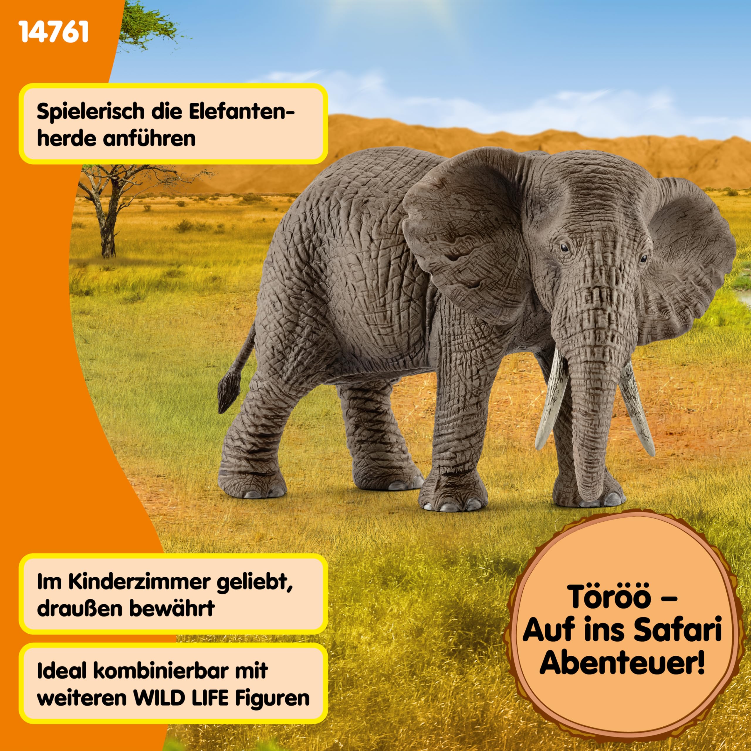 SCHLEICH WILD Life | Afrikanische Elefantenkuh 14761 | detailgetreue Tierfigur & Zoo Spielzeug | Geschenk für Jungen & Mädchen | Deko für Geburtstag | Spielfigur ab 3 Jahren | 8 x 15 x 9 cm 4
