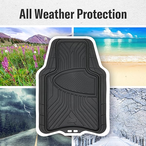 ARMOR ALL 4-PIECE ALL-SEASON FLOOR MATS, CUSTOM FIT CAR MATS, ALL-WEATHER CAR FLOOR MATS, TRIM-TO-FIT AUTOMOTIVE FLOOR MATS FOR CARS, TRUCKS, SUVS, VEHICLE FLOOR LINER – BLACK