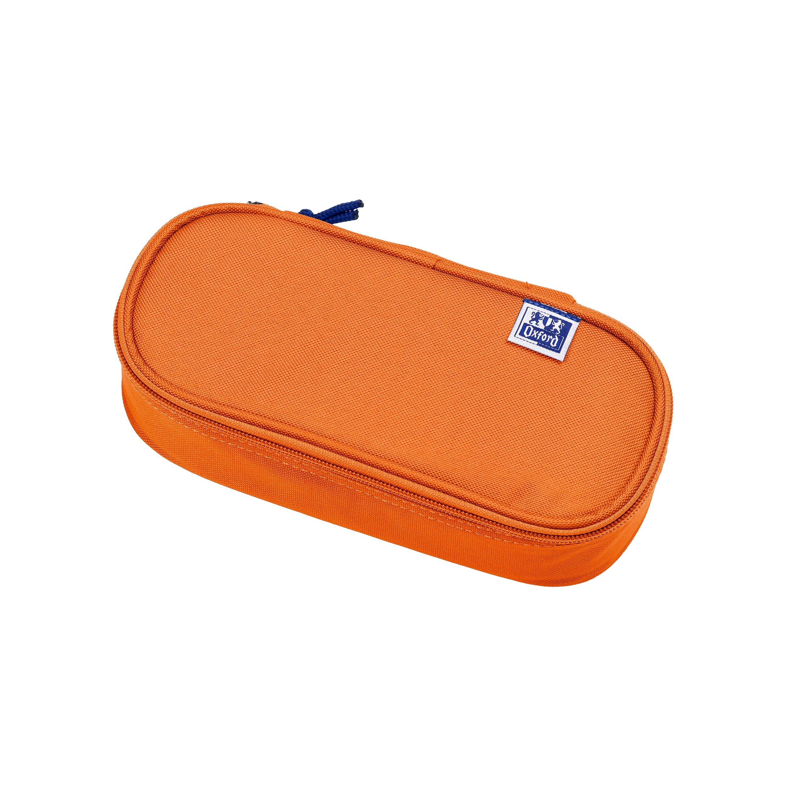 Oxford Girls Boys Oval Pencil Case with Pen Holder Durable Orange — image 1