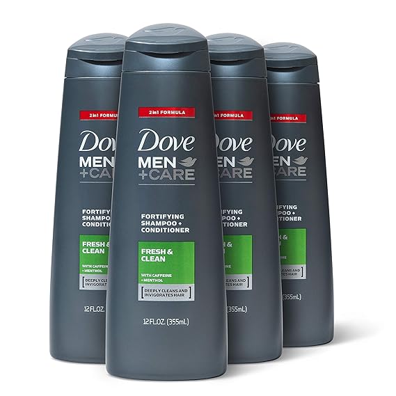 Amazon Com Dove Men Care Fortifying 2 In 1 Shampoo And Conditioner For Normal To Oily Hair Fresh And Clean With Caffeine Helps Strengthen Thinning Hair 12 Oz 4 Count Beauty