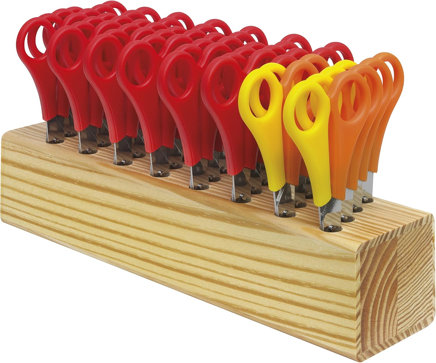 Westcott Children's Scissors, 32 Pieces in Wooden Block Scissors with Integrated 5 cm Scale 13 cm (5")