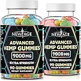 NEW AGE Naturals Advanced Hemp Big Gummies 9000mg - Natural Hemp Oil Infused Gummies (180 Gummies) (Pack of 2)
