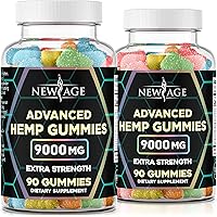 NEW AGE Naturals Advanced Hemp Big Gummies 9000mg - Natural Hemp Oil Infused Gummies (180 Gummies) (Pack of 2)