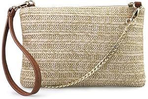 HOXIS Straw Zipper Small Cross body bag Wristlet Clutch Womens Purse