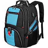 YOREPEK Travel Backpack, Extra Large 50L Laptop Backpacks for Men Women, Water Resistant College Student Bookbag Airline Approved Business Work Bag with USB Charging Port Fits 17 Inch Computer, Blue