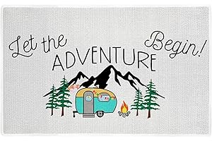 Likjad Rv Outdoor Mat,Outdoor Camping Rug Camper Must Haves,Rv Camper Camping Mat Rug,Rv Door Mat,Rv Camping Accessories,Let The Begin Adventure,Porch Decor Mat Coir Doormat 17x30 Inch