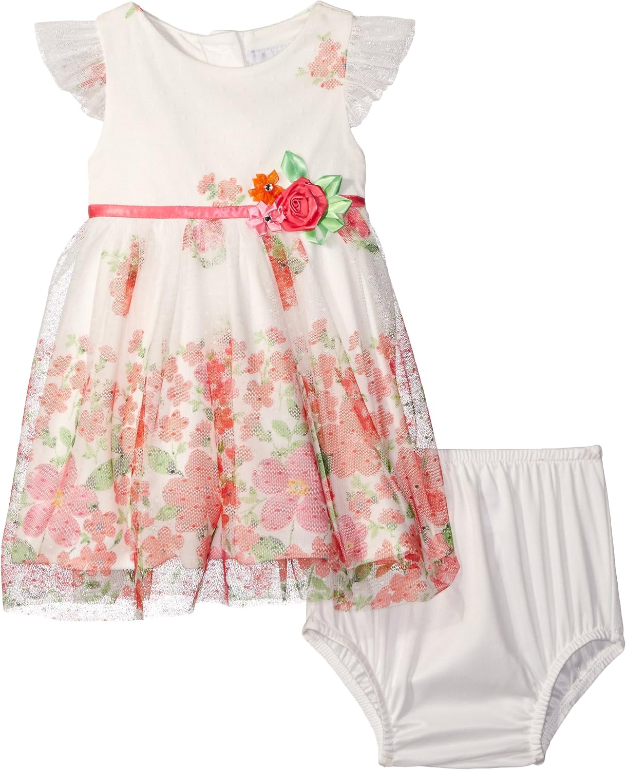 white floral mesh dress