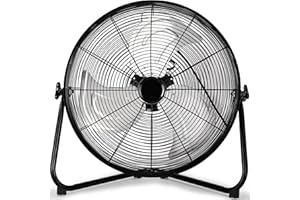Uthfy 20 Inch High Velocity Heavy Duty Fan, Metal Industrial Floor Fan with 3 Speeds, 360° Adjustbale Tilting for Warehouse,Workshop, Factory and Basement, Black