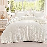 EXQ Home Waffle Comforter Queen Size - Super Soft Embossed Design Comforter Set 3 Pieces, Cream White 3D Diamond Pattern Bedding Set,Winter Warm Bed Set,1 Comforter with 2 Pillowcases