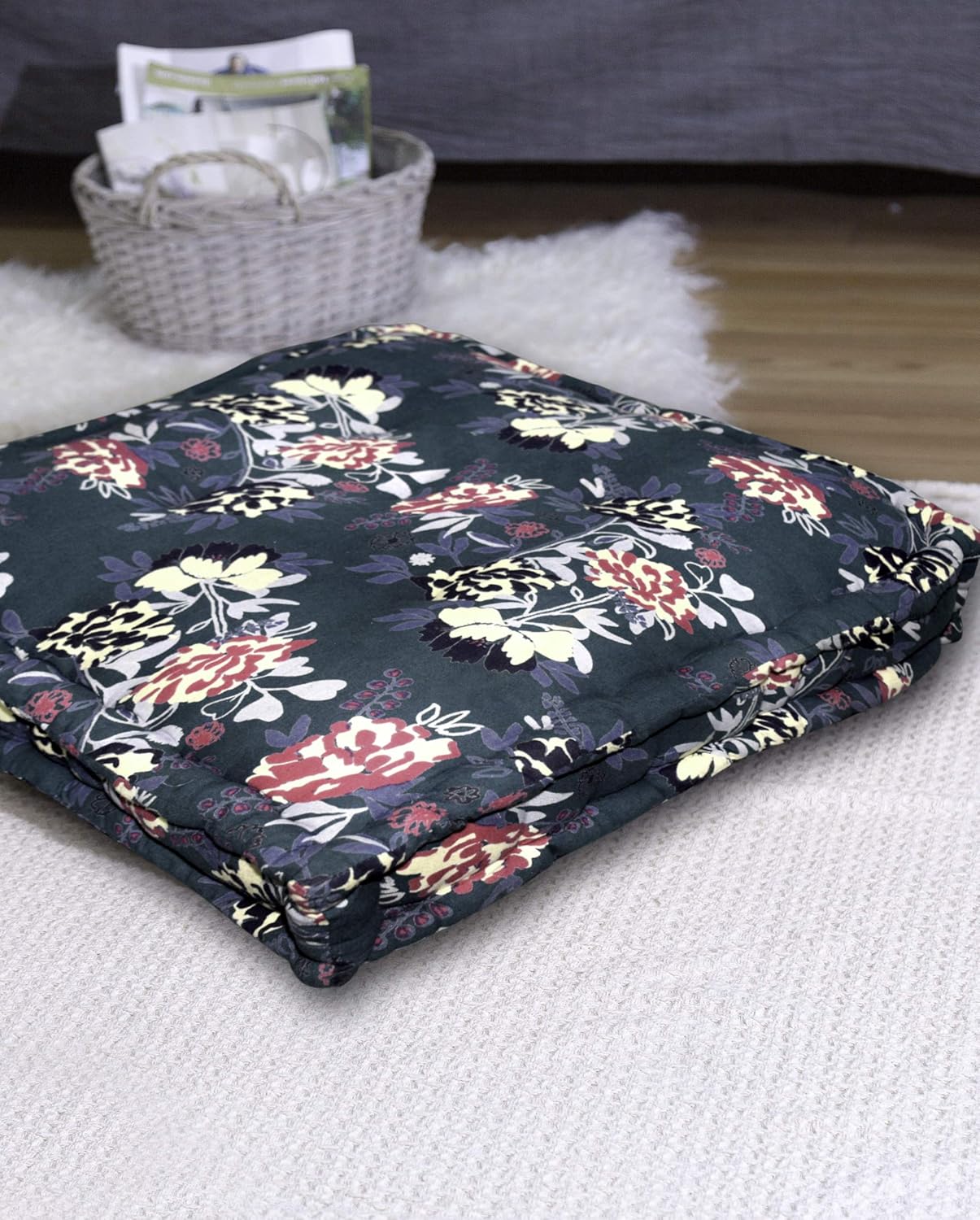 Buy Arohi Cotton Floor Cushion Flower Print Floor Seating Cushion
