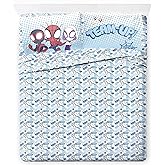 Jay Franco Kids Sheet Set with Fitted, Flat Sheets & Pillow Cover - Ultra-Soft Bedding with Pillowcase for Room Decor, Multi - Spidey & Friends, 4 Piece Full