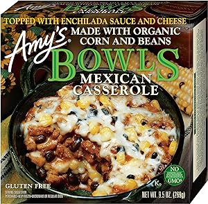 Amy's Frozen Meals, Mexican Casserole Bowl, Made with Organic Tomatoes, Corn and Black Beans, Gluten Free, 9.5 oz.