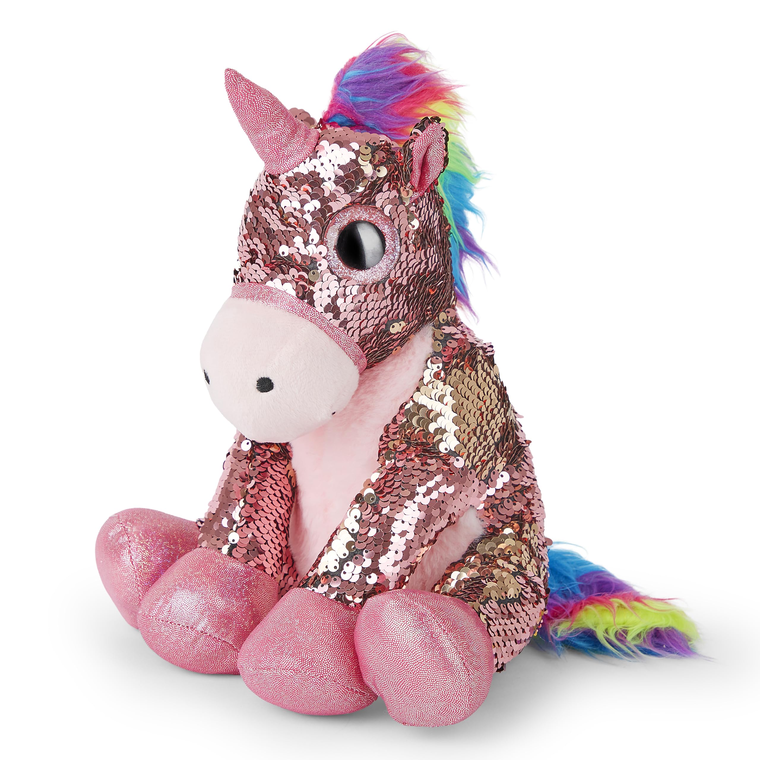 Mousehouse Gifts - Pink Sequined Unicorn Soft Toy, Plushie Unicorn Cuddly Toy for Children