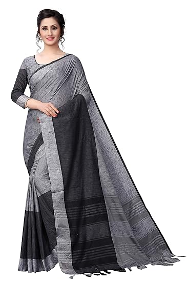 Womens Linen Saree With Blouse Piece (Bhavik9aLinenVariation)